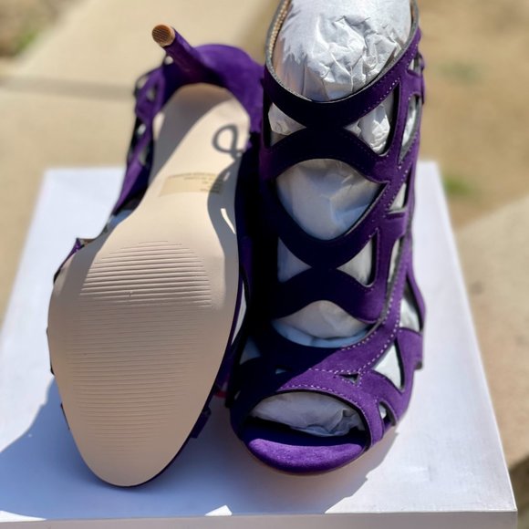 JUST FAB CAGED design Purple Pumps Sz 8.5 - Picture 2 of 3